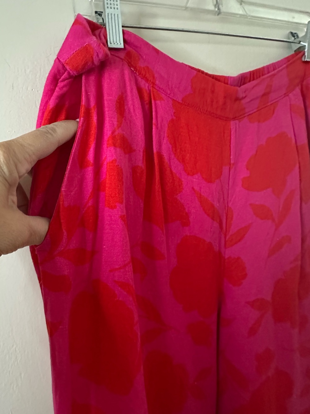 kate spade x Target Pink Red Floral Wide-Leg Linen Blend Pants XL - Picture 7 of 13